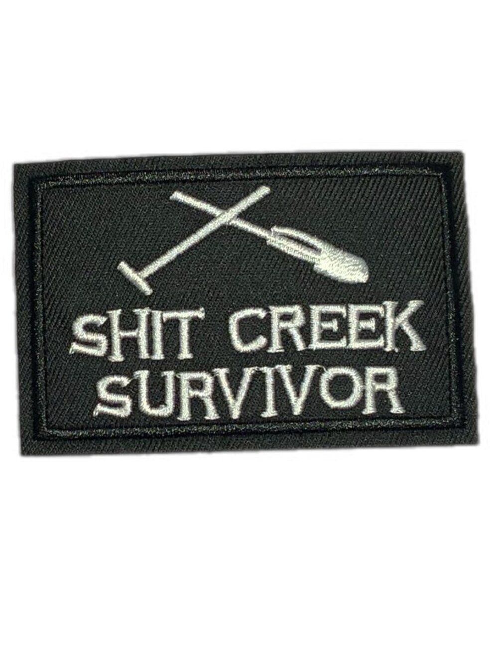 Shit Creek Survivor Embroidered Funny Morale Patch Paddle Black